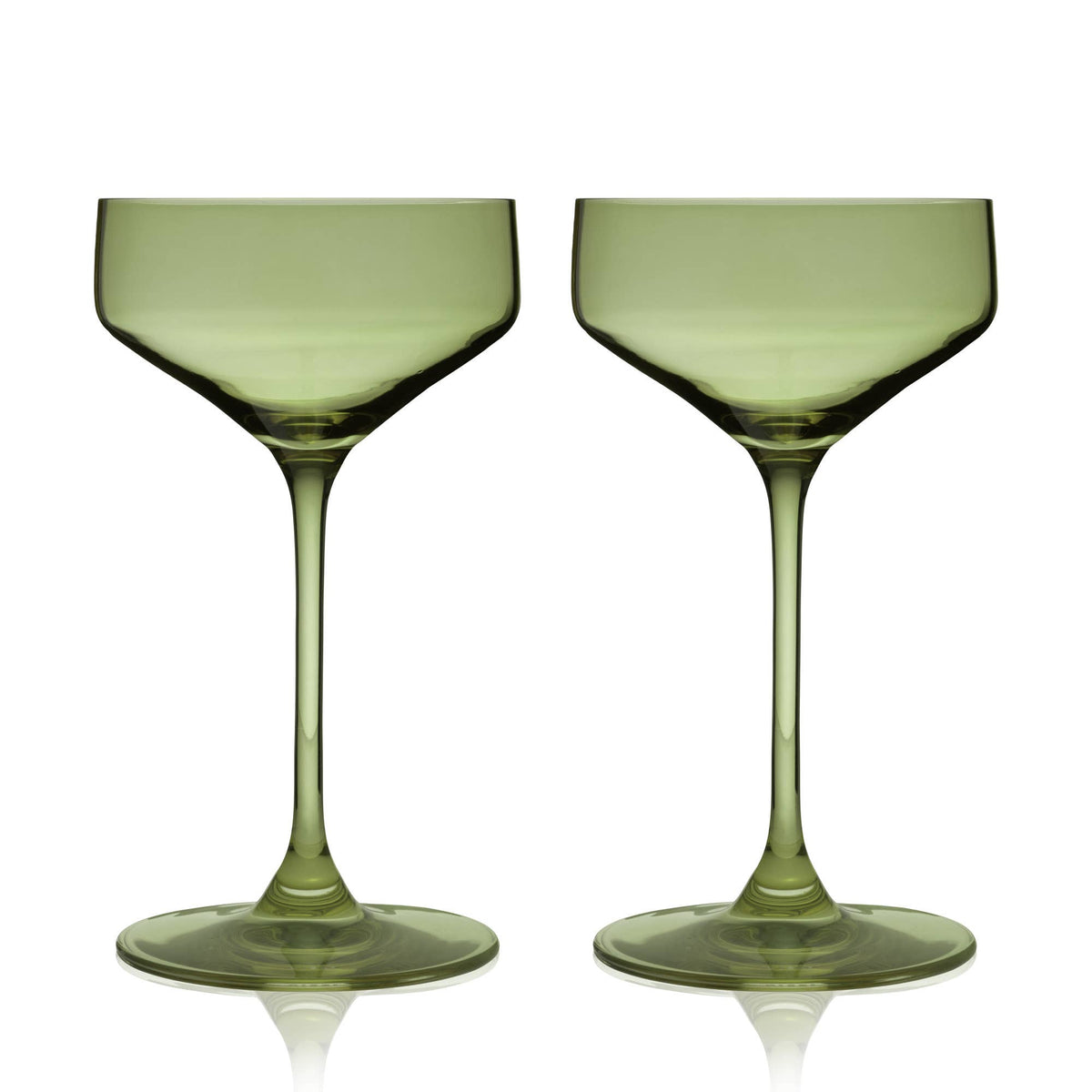Reserve Nouveau European Crystal Coupes in Sage Set of 2