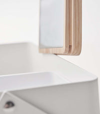 Makeup Organizer with Mirror - Steel + Wood