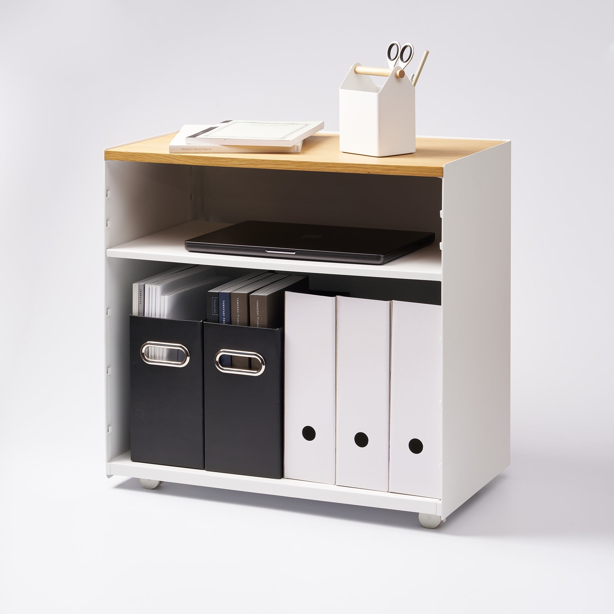 Mobile Hideaway Storage Cart (23" H) - Steel + Wood