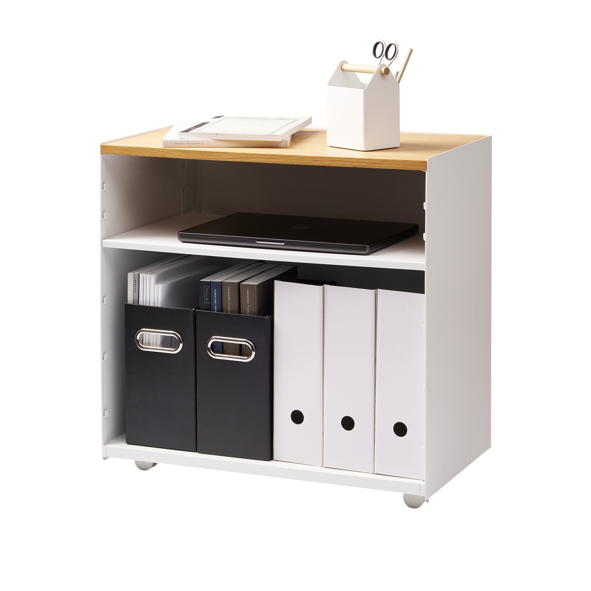 Mobile Hideaway Storage Cart (23" H) - Steel + Wood