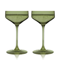 Reserve Nouveau European Crystal Coupes in Sage Set of 2