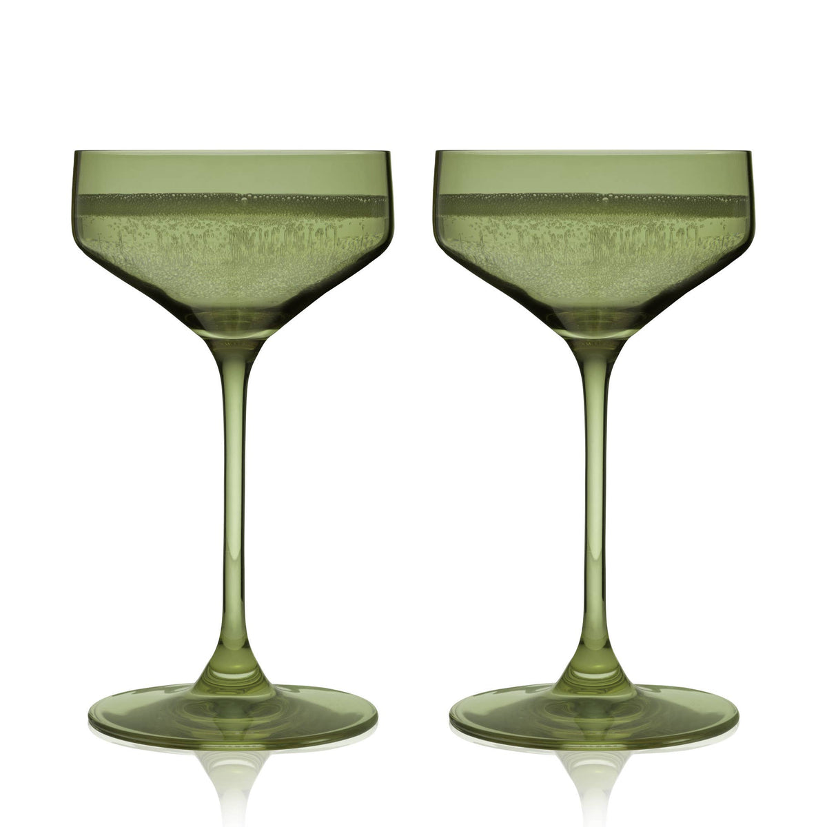 Reserve Nouveau European Crystal Coupes in Sage Set of 2