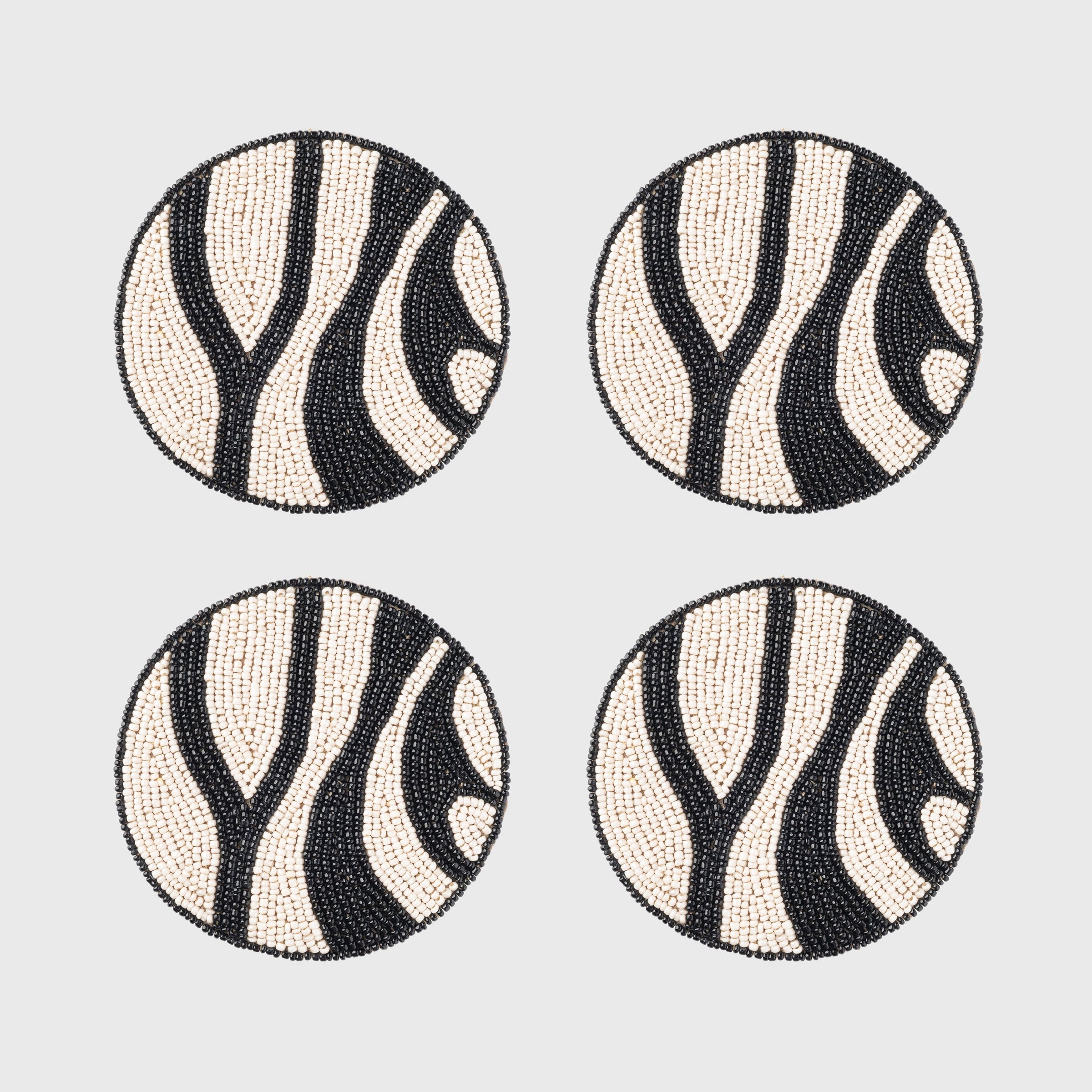 Zebra Coasters - Black (Set of 4)