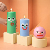 Moodz - Grumpy Round Face Candle - Pink