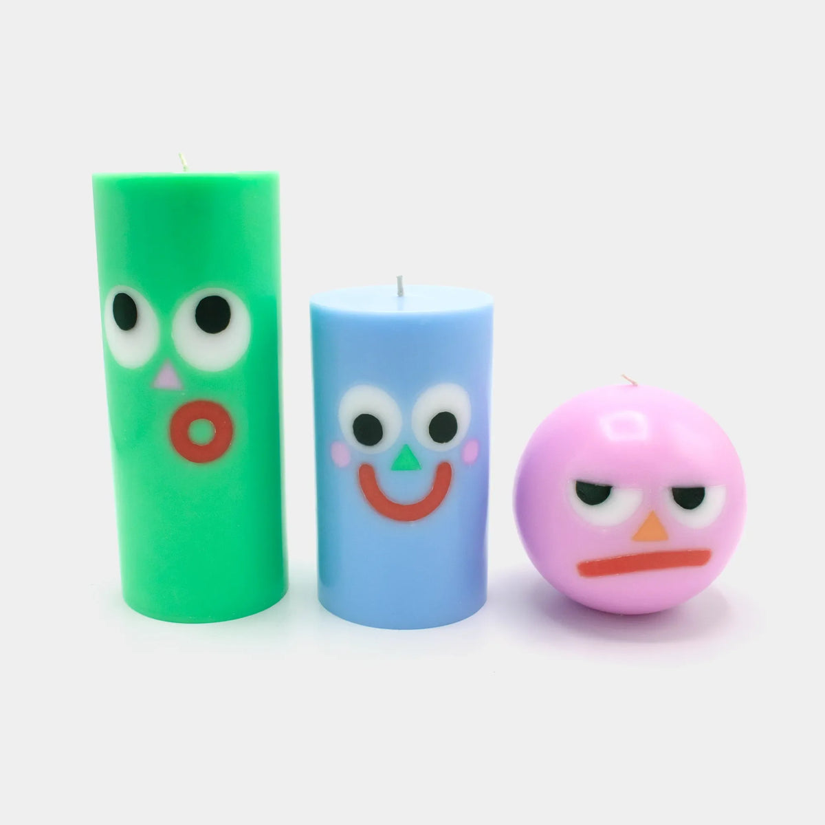 Moodz - Grumpy Round Face Candle - Pink