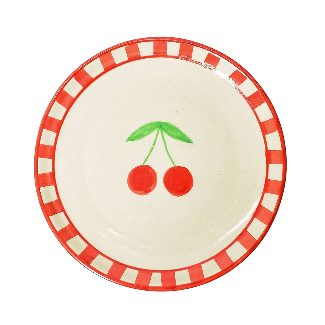 Ceramic Cherry Dessert Plate (Set of 2)