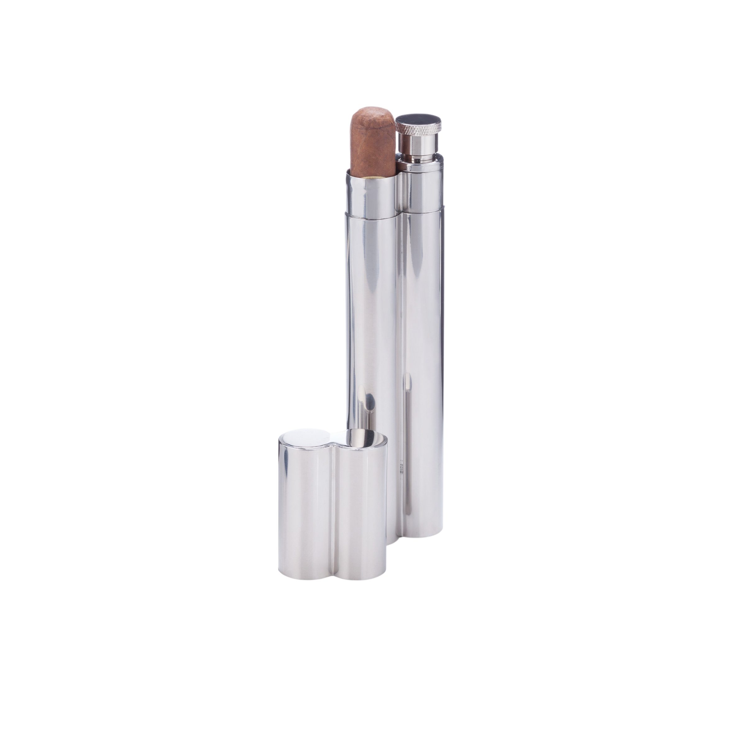Stainless Steel Cigar Holder and Flask