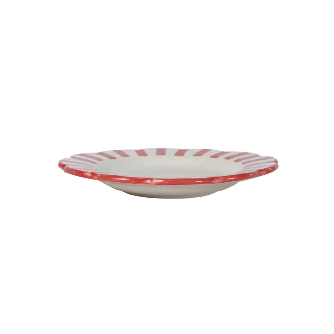 Handpainted Stripe Ceramic Salad Plate - Red (Set of 2)