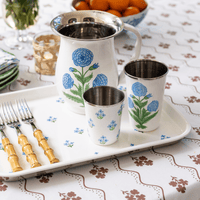 Blue Floral Hand-painted Enamelware Tray