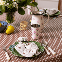Pink Floral Tall Enamelware Tumblers - Set of 4