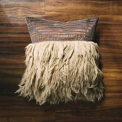 Wugo Throw Pillow - Mystic Black Holograph/Andes Sand