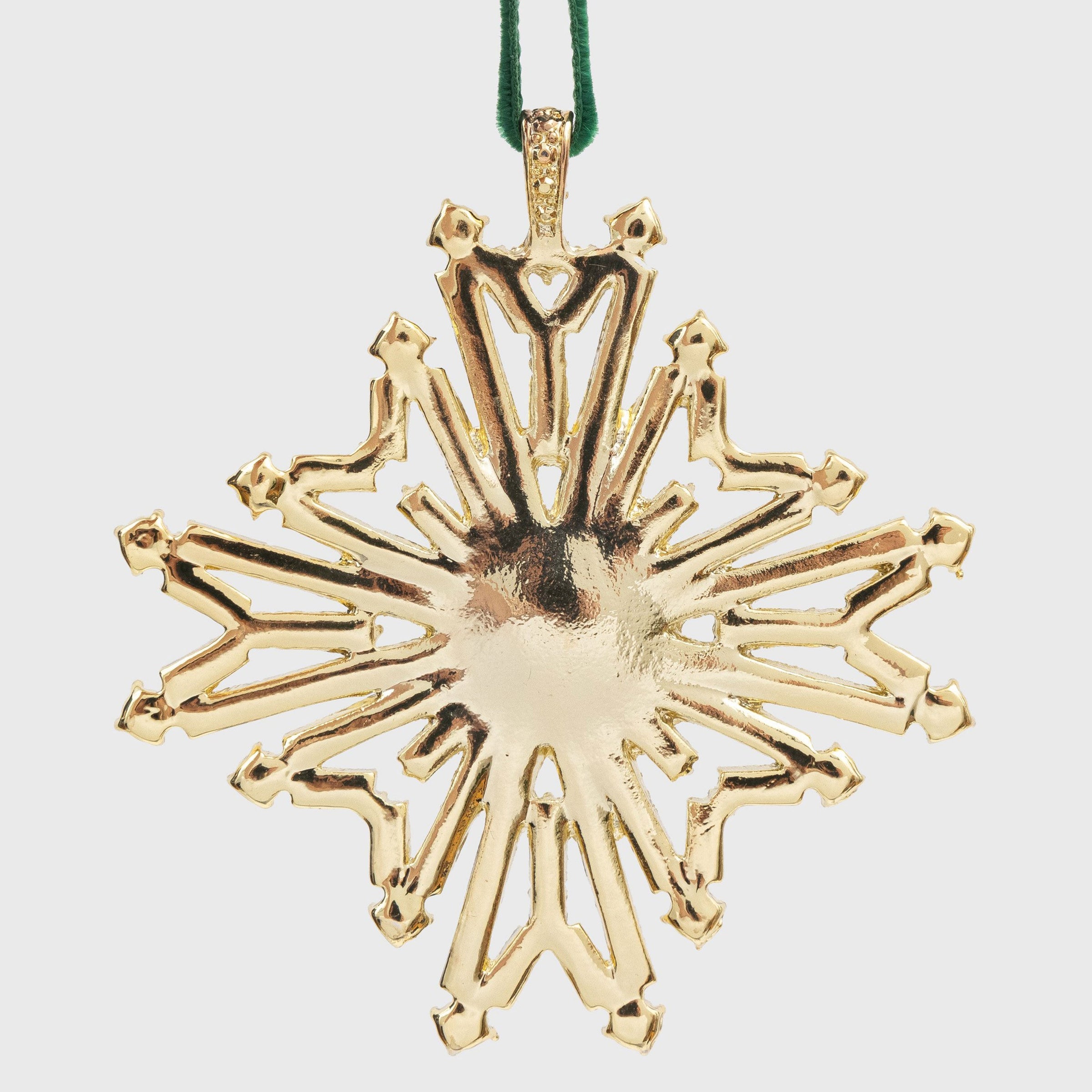 Baguette Snowflake Hanging Ornament - Gold
