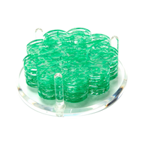 Green Toile Acrylic Scallop Drink Coasters