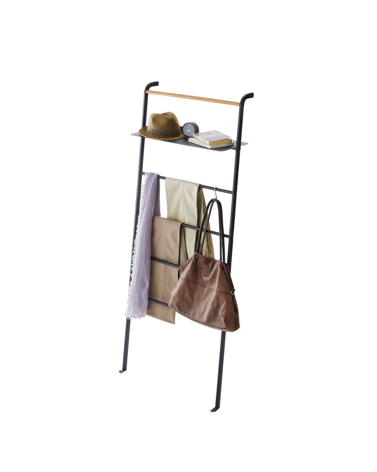 Leaning Storage Ladder With Shelf (63" H)  - Steel