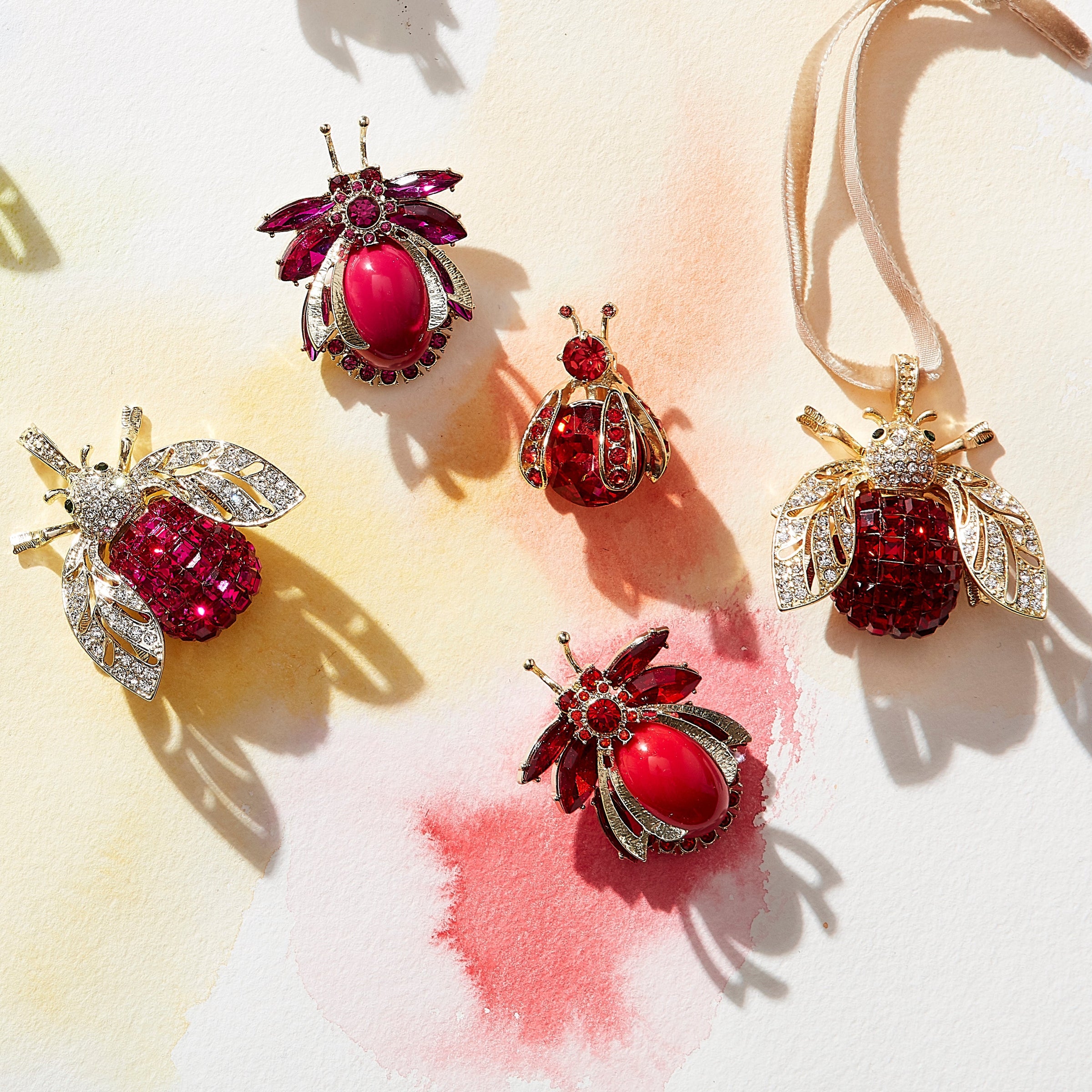 Sparkle Bee Hanging Ornament - Ruby