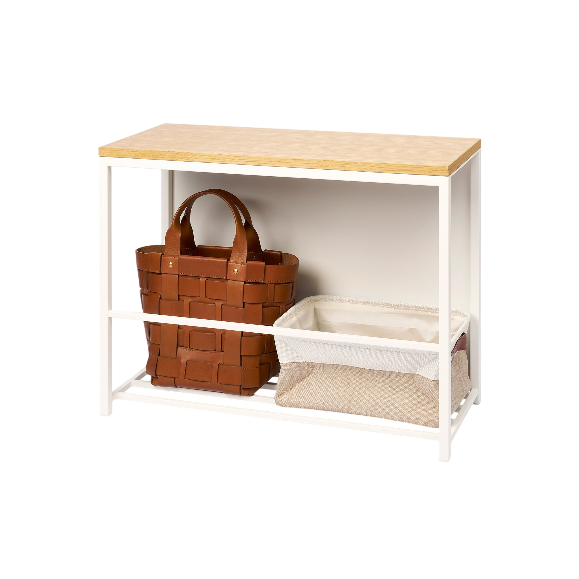 Entryway Storage Organizer & Bench (18" H)  - Steel + Wood