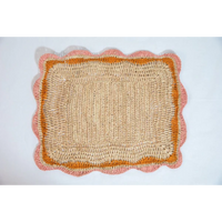 Garden Party placemats with Pink and Orange Edges, Hand Woven Rectangular Table Mat