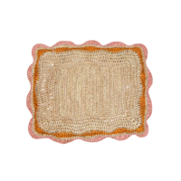 Garden Party placemats with Pink and Orange Edges, Hand Woven Rectangular Table Mat