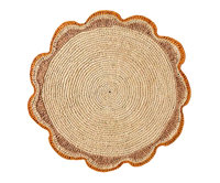 Round Raffia Woven Placemat - Handmade Crochet Style Table Mats for Garden Party Decor, Rustic Natural Fiber Dining Table Accessory