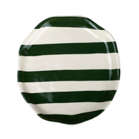 Ceramic Stripe Appetizer Plate - Olive Green (Set of 2)