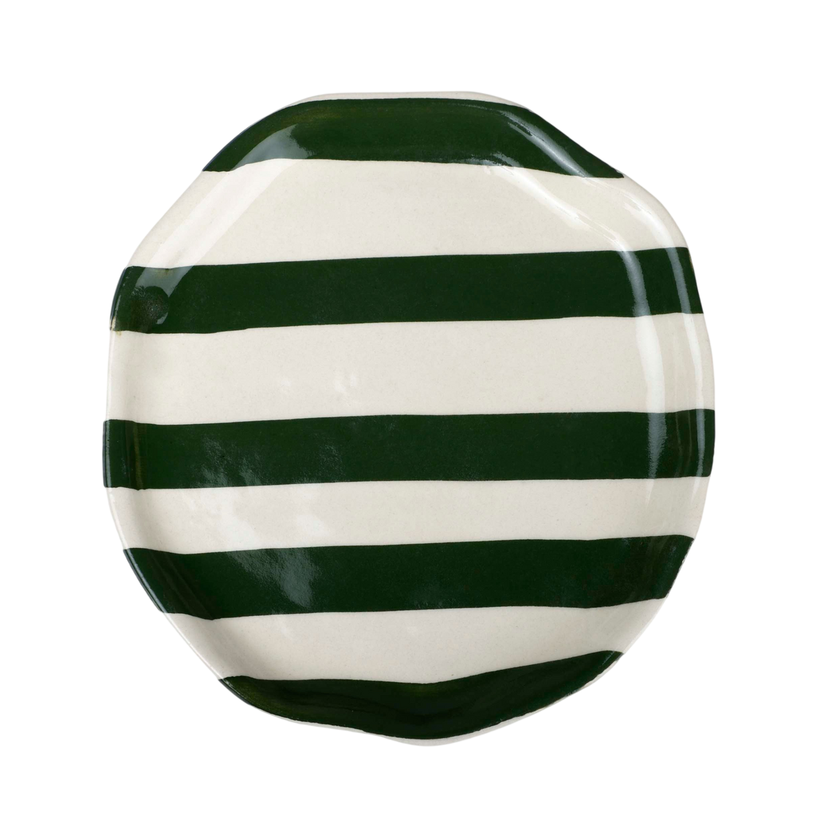 Ceramic Stripe Appetizer Plate - Olive Green (Set of 2)