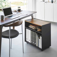 Mobile Hideaway Storage Cart (23" H) - Steel + Wood