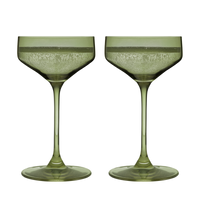 Reserve Nouveau Crystal Coupe Glasses in Sage Set of 2