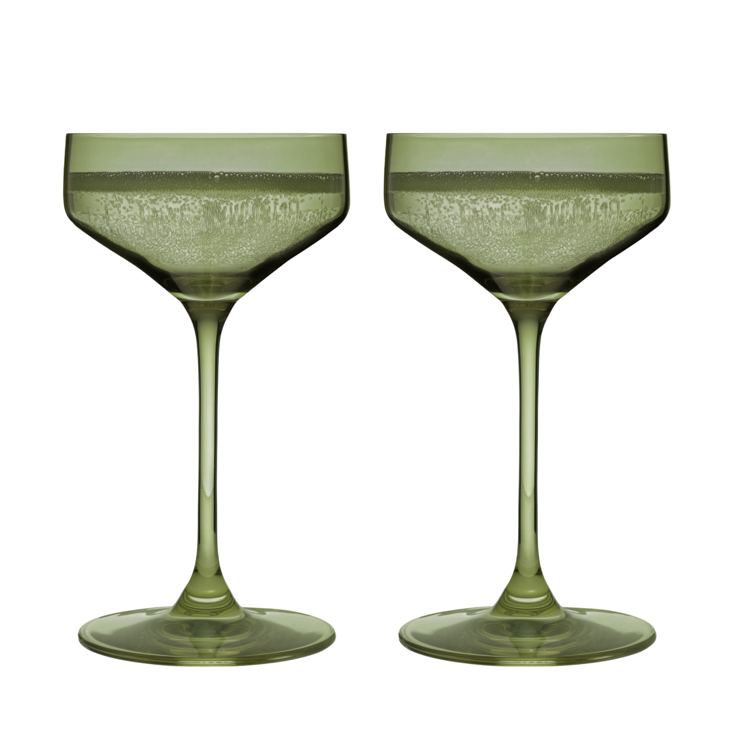Reserve Nouveau Crystal Coupe Glasses in Sage Set of 2