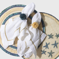 Ruffle Edge Straw Placemats - Indigo (Set of 4)