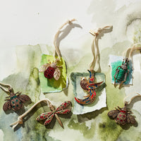 Jeweled Insect Hanging Ornaments - Ruby and Emerald