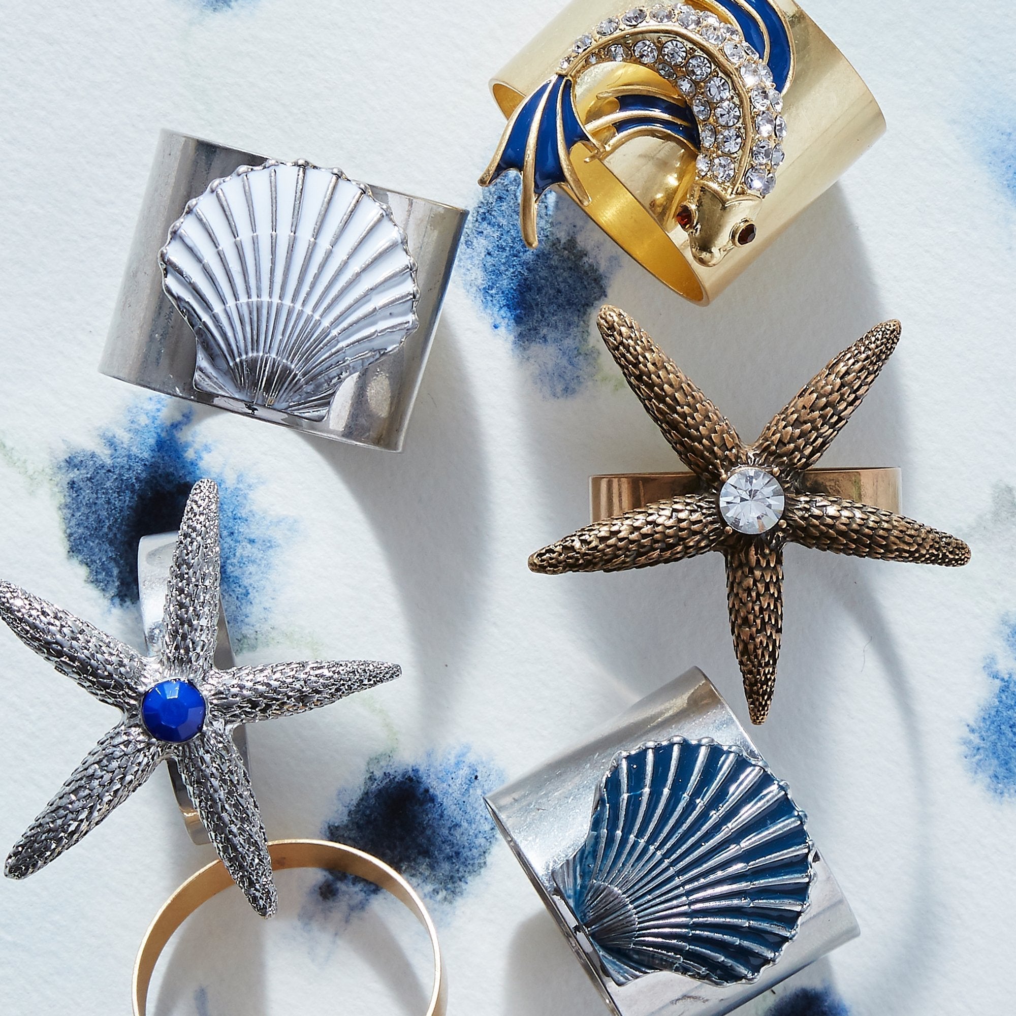 Starfish Skinny Napkin Rings - Bronze (Set of 4)