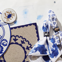Stripey Bee Resin Napkin Rings - Blue Tortoiseshell (Set of 4)