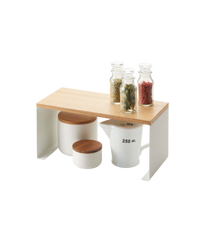 Stackable Countertop Shelf - Two Sizes - Steel + Wood