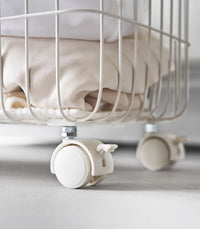 Rolling Wire Basket (15" H)  - Steel + Wood