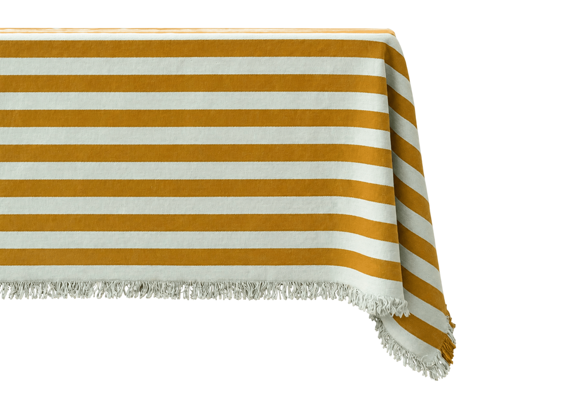 Lido Stripe Tablecloth in Sole
