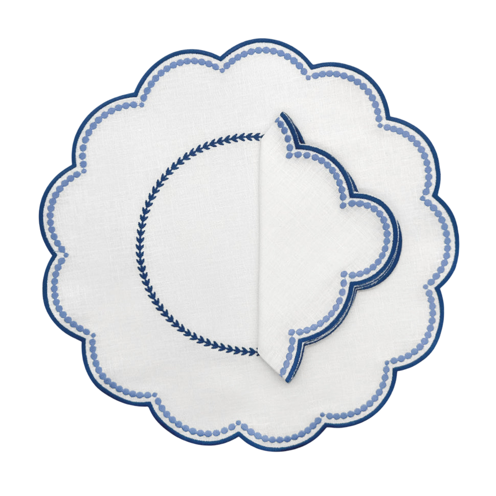 Lilibeth linen white & blue placemat (set of 4)