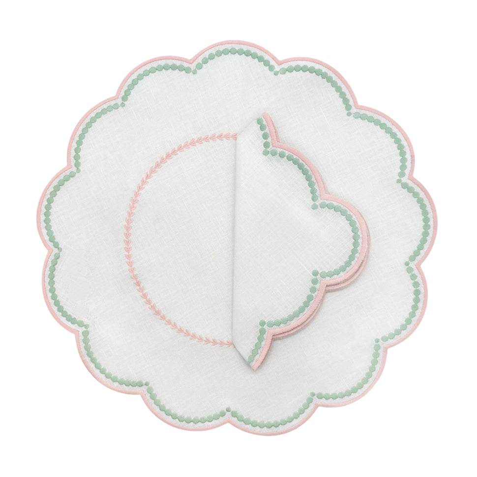 Lilibeth linen white & pink  placemat (set of 4)