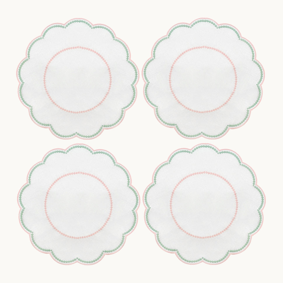 Lilibeth linen white & pink  placemat (set of 4)