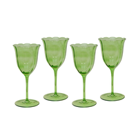 Lily green handblown water glass (set of 4)