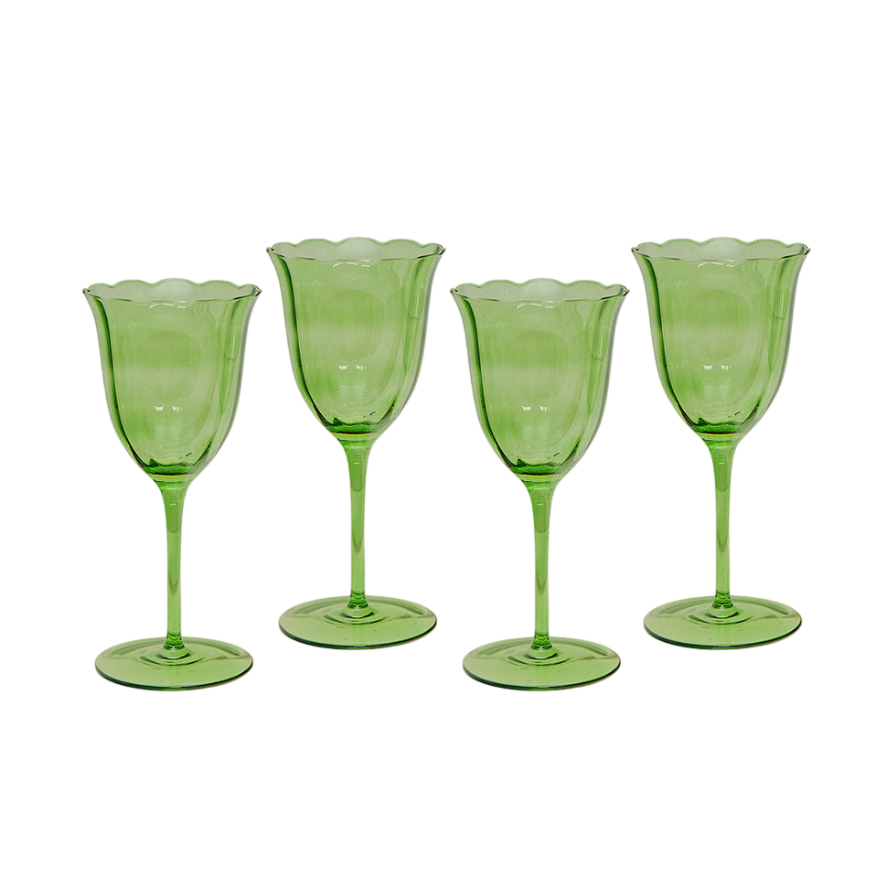 Lily green handblown water glass (set of 4)