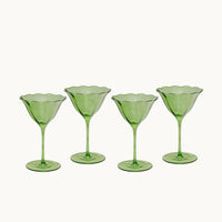 Lily green handblown wine glass (set of 4)