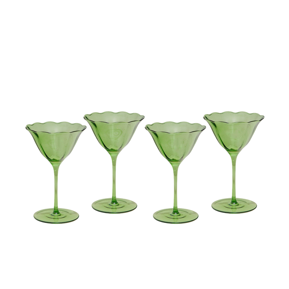 Lily green handblown wine glass (set of 4)