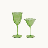 Lily green handblown wine glass (set of 4)
