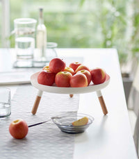 Countertop Pedestal Tray (5" H)  - Steel + Wood