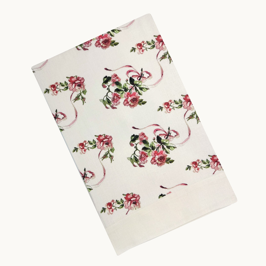 Roses linen tablecloth