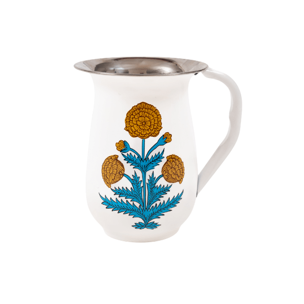 Marigold Poppy Hand-painted Enamelware Pitcher