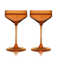 Reserve Nouveau Crystal Coupe Glasses in Amber Set of 2
