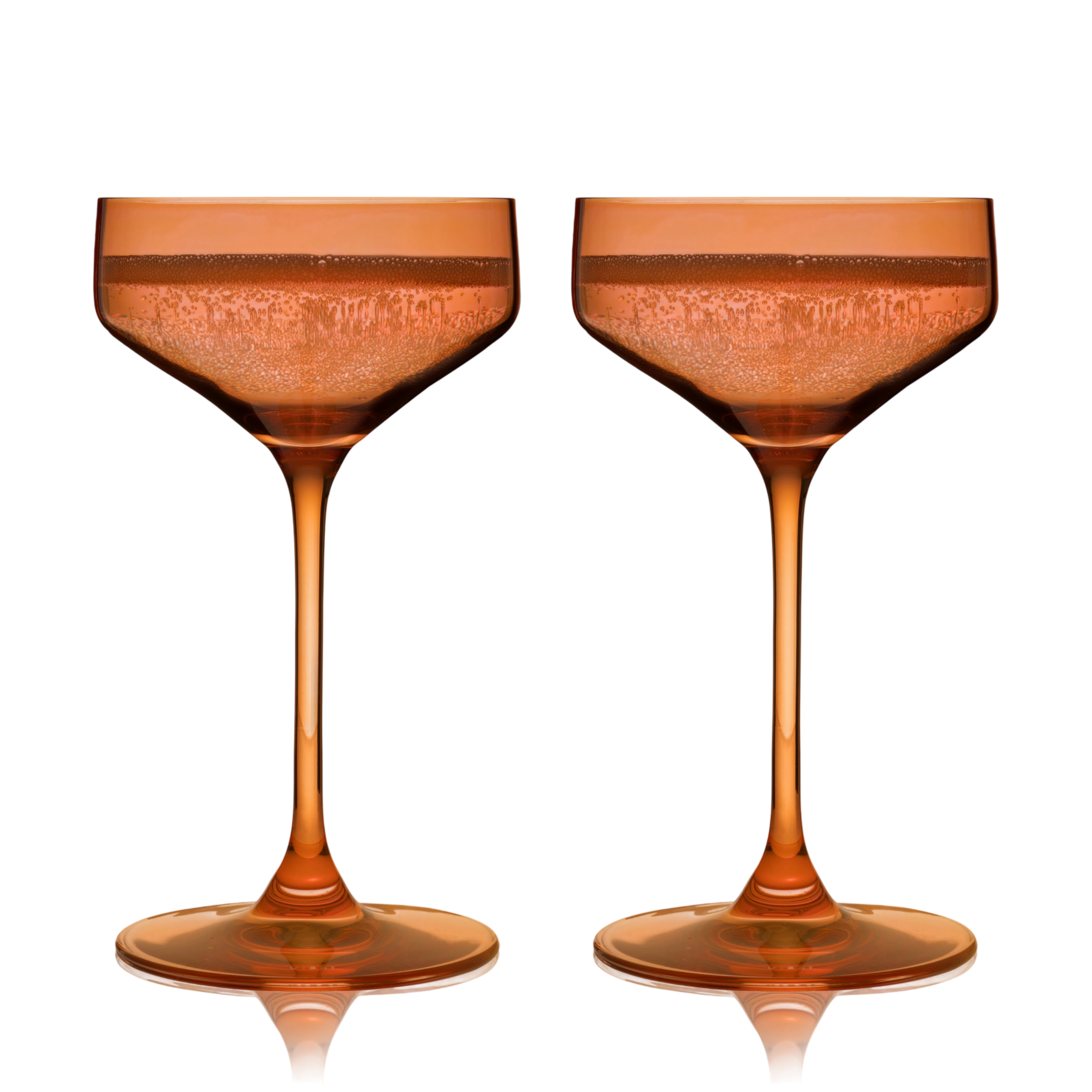 Reserve Nouveau Crystal Coupe Glasses in Amber Set of 2