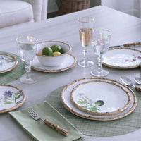 VIDA Bamboo Floral Salad Plates Set of 4 (White and Multi)