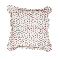 Mildred Floral Cream Ruffled Throw Pillow
